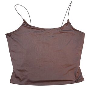 Olive + Oak brown crop cami tank womens MEDIUM stretch Y2K minimalist